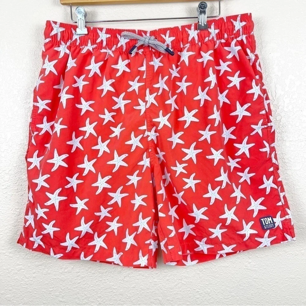 Tom & Teddy Rose & Blue Starfish Print Swim Trunks Size‎ XL Men